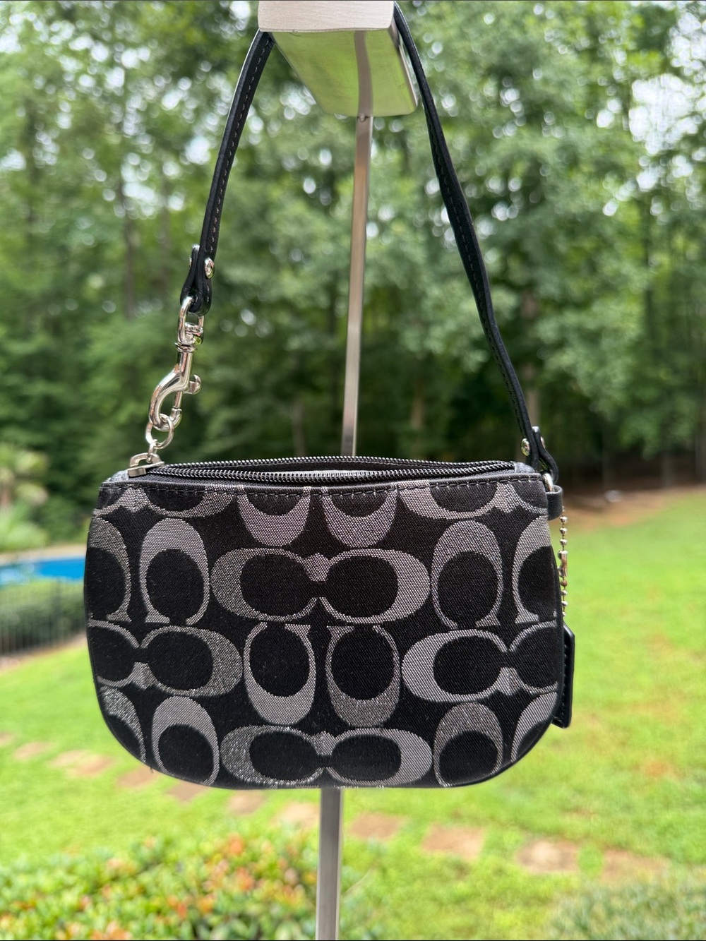 Coach Wristlet Black Signature Jacquard Lurex Small
